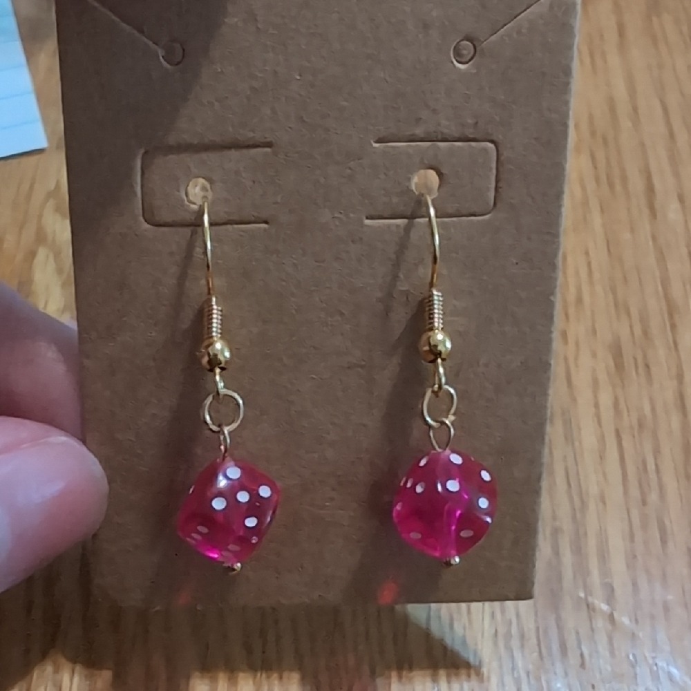 Pink Dice Earrings